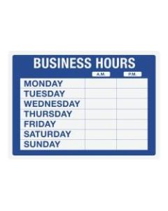Cosco Static Cling "Business Hours" Sign Kit, 10in x 14in, Blue