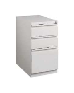 WorkPro 20inD Vertical 3-Drawer Mobile Pedestal File Cabinet, Metal, Light Gray