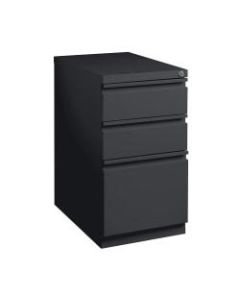 WorkPro 20inD Vertical 3-Drawer Mobile Pedestal File Cabinet, Metal, Black