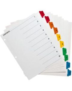 Business Source Table of Content Quick Index Dividers - Printed Tab(s) - Digit - 1-10 - 10 Tab(s)/Set - 8.5in Divider Width x 11in Divider Length - 3 Hole Punched - Multicolor Divider - Multicolor Mylar Tab(s) - 10 / Set