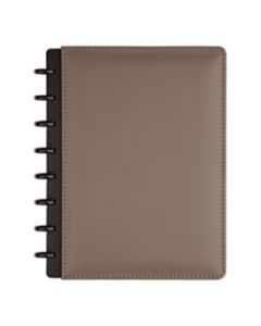 TUL Discbound Notebook, Junior Size, Leather Cover, Narrow Ruled, 60 Sheets, Gray