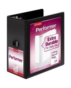 Cardinal Performer ClearVue 3-Ring Binder, 5in D-Rings, Black