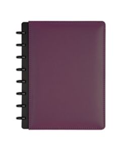 TUL Discbound Notebook, Junior Size, Leather Cover, Narrow Ruled, 60 Sheets, Purple