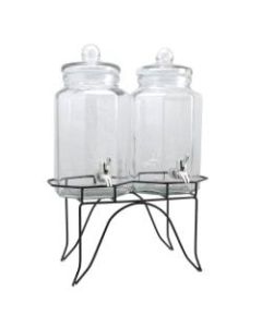 Gibson Home Party Duo Twin Beverage Dispenser, 128 Oz, Clear/Black