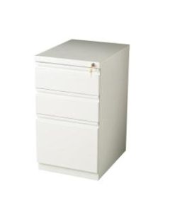 WorkPro 20inD Vertical 3-Drawer Mobile Pedestal File Cabinet, Metal, White