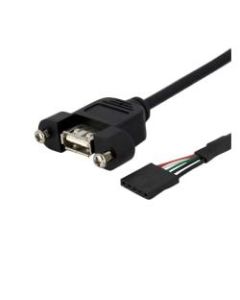 StarTech.com 3ft Panel Mount USB Cable - USB A to Motherboard Header Cable F/F - 3ft USB Data Transfer Cable for Motherboard, Storage Drive - First End: 1 x Type A Female USB - Second End: 1 x IDC Female USB Header - Nickel Plated Connector - Black