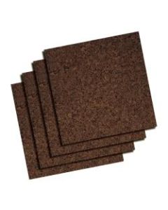 Quartet Cork Bulletin Board Tiles, 12in x 12in, Dark Finish Brown, Pack Of 4