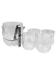 Gibson Home Jewelite 6-Piece Glass Ice Bucket Set, 55 Oz, Clear