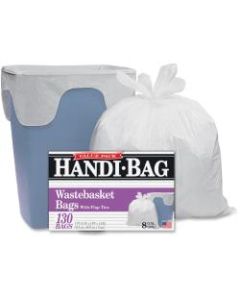 Webster Handi-Bag Wastebasket Bags - 8 gal - 21.50in Width x 24in Length x 0.60 mil (15 Micron) Thickness - White - Hexene Resin - 780/Carton - 130 Per Box - Home, Office