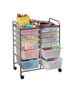 Honey-can-do CRT-01683 12-Drawer Studio Organizer Cart, Chrome - 12 Drawer - 56.22 lb Capacity - Plastic - 25.3in Length x 15.3in Width x 31.8in Height - Chrome Frame