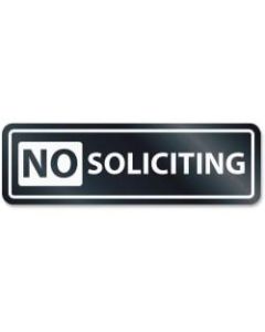 HeadLine No Soliciting Window Sign - 1 Each - No Soliciting Print/Message - 8.5in Width x 2.5in Height - Rectangular Shape - Self-adhesive, Removable - White, Clear