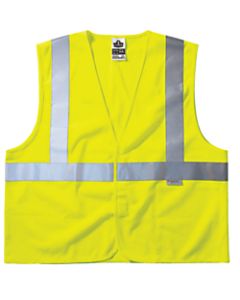 Ergodyne GloWear Safety Vests, Treated Polyester, Type-R Class 2, Small/Medium, Lime, Pack Of 6 Vests, 8255HL