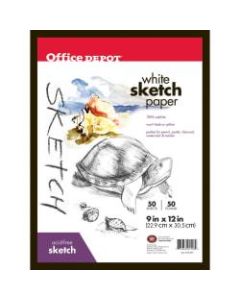 Office Depot Brand Sketch Pad, 9in x 12in, 50 Lb, 50 Sheets