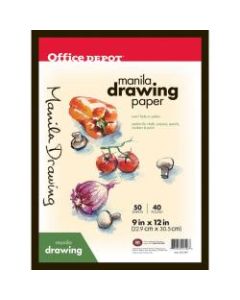 Office Depot Brand Manila Drawing Paper, 9in x 12in, 40 Lb, 50 Sheets