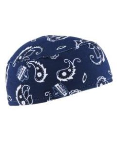 Ergodyne Chill-Its 6630 Terry Cloth Skull Caps, Navy Western, Pack Of 6 Caps