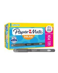 Paper Mate Inkjoy Gel 600ST Stick Pens, Fine Point, 0.5 mm, Black Barrel, Black Ink, Pack Of 12