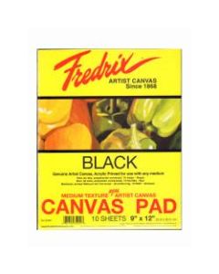 Fredrix Black Canvas Pads, 9in x 12in, 10 Sheets, Pack Of 2