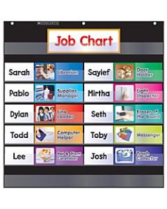 Scholastic Teacher Resources Pocket Chart, Class Jobs, 26 1/2in x 27 1/2in, Black, Kindergarten to Grade 5