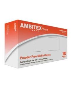 Ambitex High-Visibility Nitrile Gloves, Small, Orange, Box Of 100