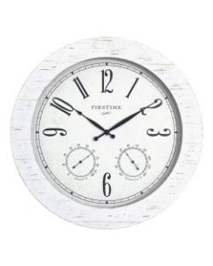 FirsTime & Co. Shiplap Planks Outdoor Wall Clock, Aged White