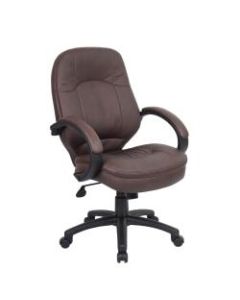 Boss Office Products Bonded LeatherPlus Mid-Back Chair, Bomber Brown/Black