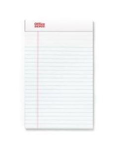 Office Depot Brand Perforated Writing Pads, 5in x 8in, Narrow Ruled, 50 Sheets, White, Pack Of 12 Pads