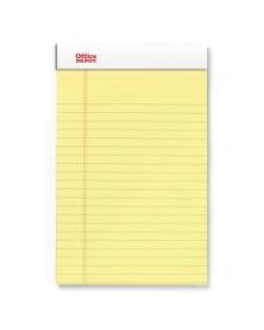 Office Depot Brand Perforated Writing Pads, 5in x 8in, Narrow Ruled, 50 Sheets, Canary, Pack Of 12 Pads