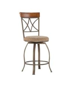 Powell Home Fashions Hamilton Swivel Counter Stool, Tan/Pewter