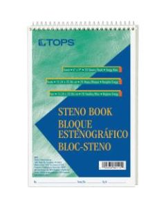 TOPS Green Tint Steno Books - 70 Sheets - Wire Bound - Ruled - 6in x 9in - Green Paper - Hardboard Cover - WireLock - 1Each