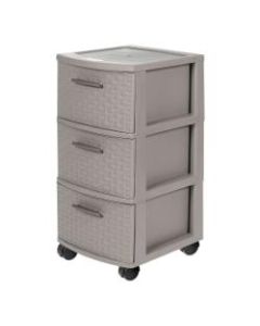 Inval Poly 3-Drawer Rolling Storage Cart, 26in x 12 5/8in x 15in, Taupe