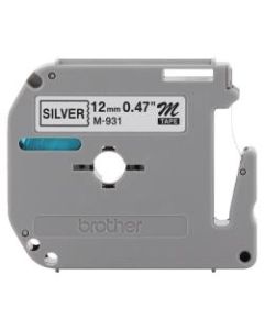 Brother M-931 Black-On-Silver Tape, 0.5in x 26.2ft