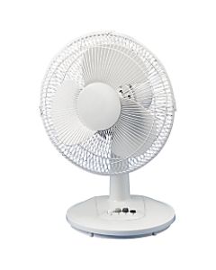 Atlantic Breeze 12in Oscillating Desk Fan, Light Gray