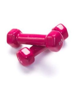 Black Mountain Products Vinyl Dumbbell Set, 1 Lb, 6inH x 6inW x 6inD, Pink, Pack Of 2