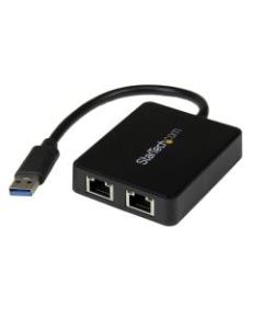StarTech.com USB 3.0 to Dual Port Gigabit Ethernet Adapter NIC w/ USB Port - Add two Gigabit Ethernet ports and a USB 3.0 pass-through port to your laptop through a single USB 3.0 port