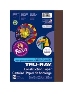 Tru-Ray Construction Paper, 50% Recycled, 9in x 12in, Dark Brown, Pack Of 50