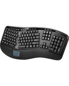 Adesso Tru-Form 4500 - 2.4GHz Wireless Ergonomic Touchpad Keyboard - Wireless Connectivity - RF - USB Interface - 105 Key - English (US) - TouchPad - Compatible with Computer (Windows) - Previous Track, Next Track, Play/Pause, Volume Up, Volume Down