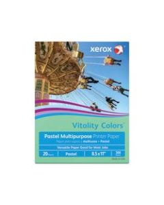 Xerox Vitality Colors Multi-Use Printer Paper, Letter Size Paper, 20 Lb, 30% Recycled, Green, Ream Of 500 Sheets
