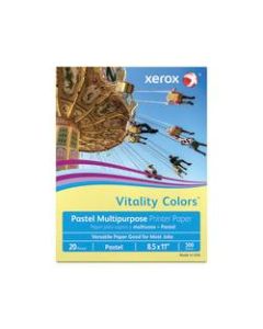 Xerox Vitality Colors Multi-Use Printer Paper, Letter Size Paper, 20 Lb, 30% Recycled, Yellow, Ream Of 500 Sheets