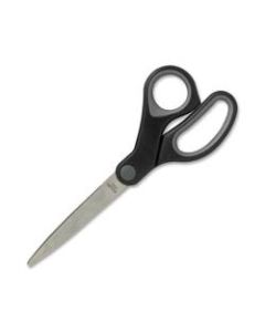 Sparco Rubber Handle Scissors, 8in, Pointed, Black/Gray
