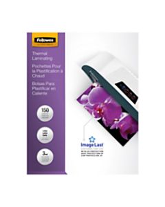 Fellowes Laminating Pouches, Glossy, 8.5in x 11in, 3 mil Thick, Clear, Pack Of 150