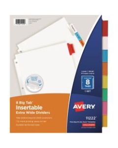 Avery Big Tab Extra-Wide Insertable Dividers, Clear Reinforced, White/Multicolor, 8-Tab