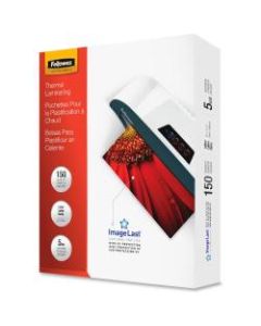 Fellowes Laminating Pouches, Glossy, 5 mil Thick, Clear, Pack Of 150
