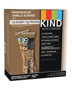 KIND Madagascar Vanilla Almond Bars, 1.41 Oz, Box Of 12