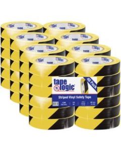 BOX Packaging Striped Vinyl Tape, 3in Core, 1in x 36 Yd., Black/Yellow, Case Of 48