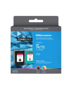 Office Depot Brand OD74-75 Remanufactured Black / Tri-Color Ink Cartridge Replacement For HP 74 / 75, Pack Of 2