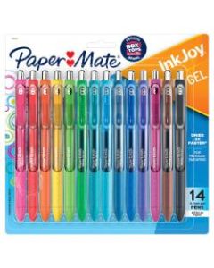 Paper Mate InkJoy Gel Pens, Medium Point, 0.7 mm, Assorted Barrels, Assorted Ink Colors, Pack Of 14