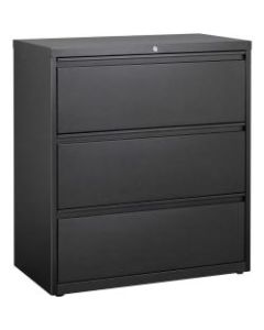 Lorell 36inW Lateral 3-Drawer Letter/Legal File Cabinet, Metal, Black