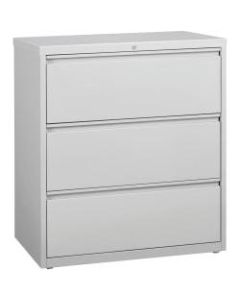 Lorell 36inW Lateral 3-Drawer File Cabinet, Metal, Light Gray