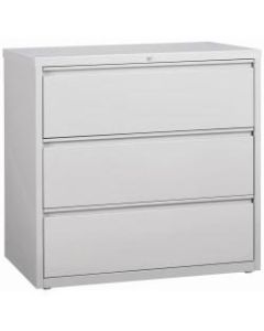 Lorell 42inW Lateral 3-Drawer File Cabinet, Metal, Light Gray