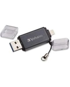 Verbatim Store "n Go Dual USB 3.0 Flash Drive - 32GB- Lightning, USB 3.0 - Graphite - 1/Each
